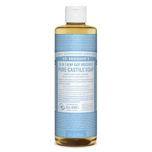 Dr.Bronner's Pure-Castile Liquid Soap Baby Unscented 16 fl oz