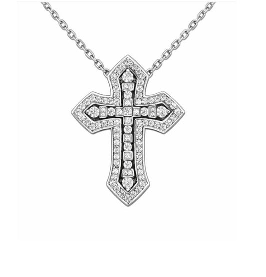 Duetta Dual Cross Pendant Necklace — Sterling Silver
