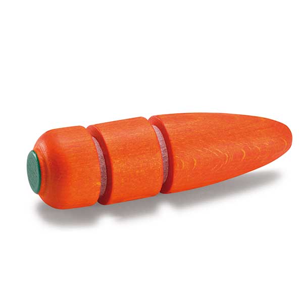 Wooden carrot toy on a white background