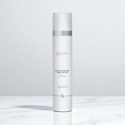 Skincare bottle labeled 'SkinLogica' on a white background
