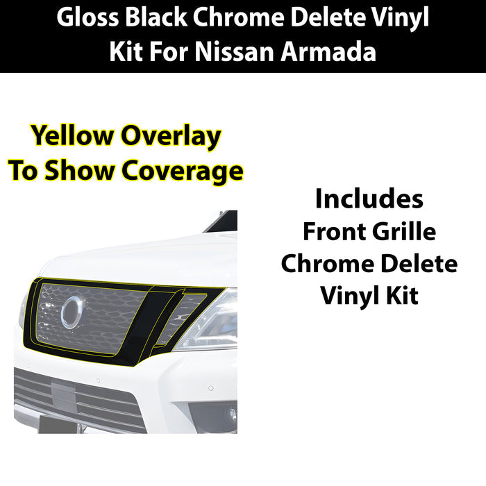 Fits Nissan Armada 2017-2020 Vinyl Chrome Delete Grille Blackout Decal Stickers Overlay Film - Bogar Tech Designs