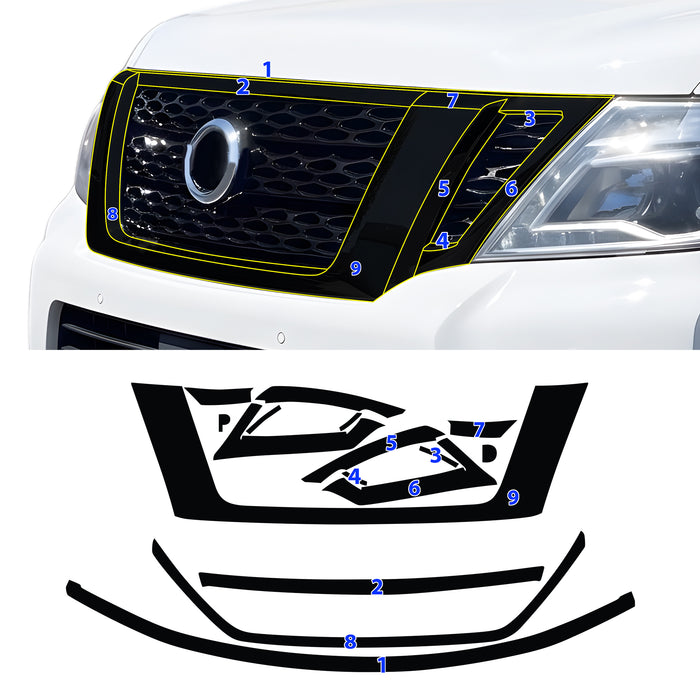 Fits Nissan Armada 2017-2020 Vinyl Chrome Delete Grille Blackout Decal Stickers Overlay Film - Bogar Tech Designs