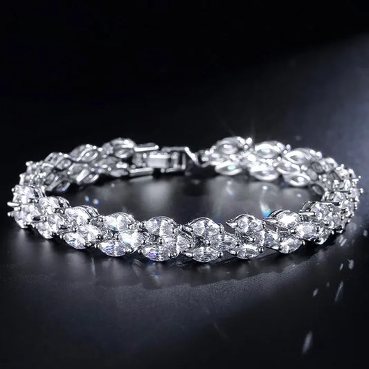 Wedding Jewelry - Cubic Zirconia Bridal Bracelet - Available in Silver, Rose Gold and Yellow Gold