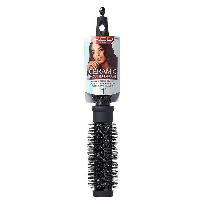 RED BEAUTY by KISS small thermal round brush ceramic barrel with vented design and nylon bristles for styling