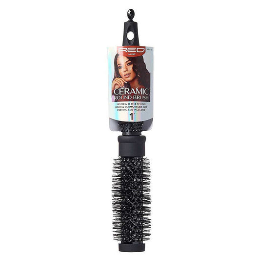 RED BEAUTY by KISS small thermal round brush ceramic barrel with vented design and nylon bristles for styling