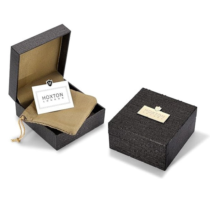 Hoxton London Men's Sterling Silver Striped Cylindrical  Cufflinks