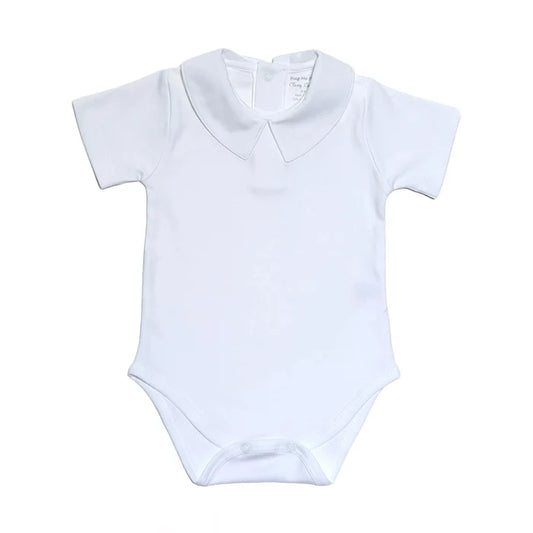 Hug Me First White Pima Boys S/S Bodysuit