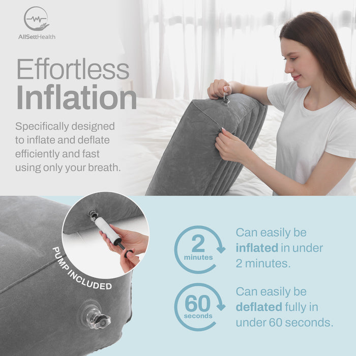 Leg Elevation Wedge Pillow – Inflatable Lumbar & Leg Support Pillow (Grey)