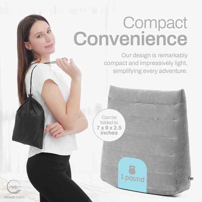Leg Elevation Wedge Pillow – Inflatable Lumbar & Leg Support Pillow (Grey)
