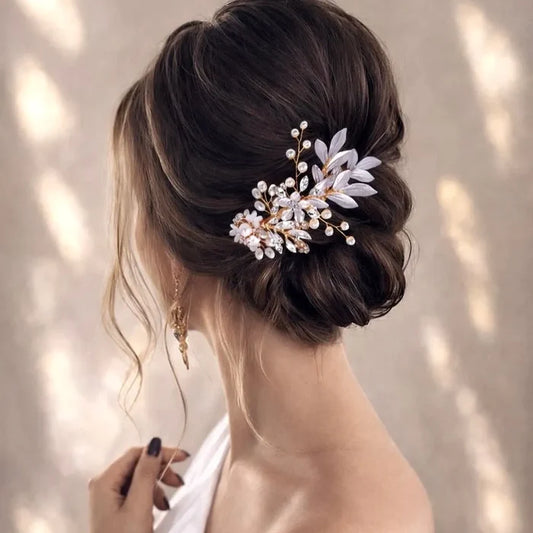 Wedding Hair Accessories - Gold Pearl Bridal Hair Comb