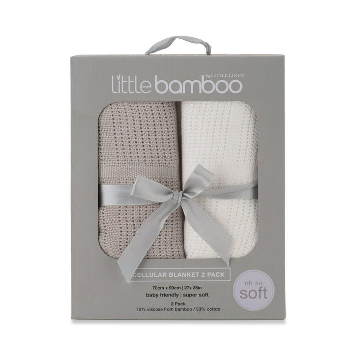 Little Bamboo Cellular Bassinet Blanket Stone Grey - 2 Pack