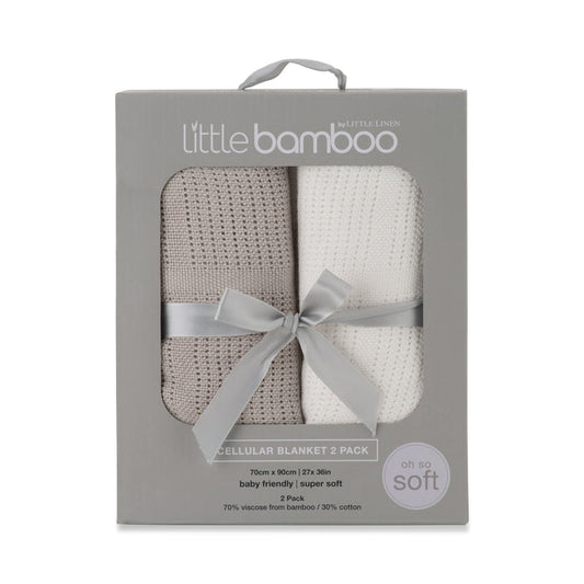 Little Bamboo Cellular Bassinet Blanket Stone Grey - 2 Pack