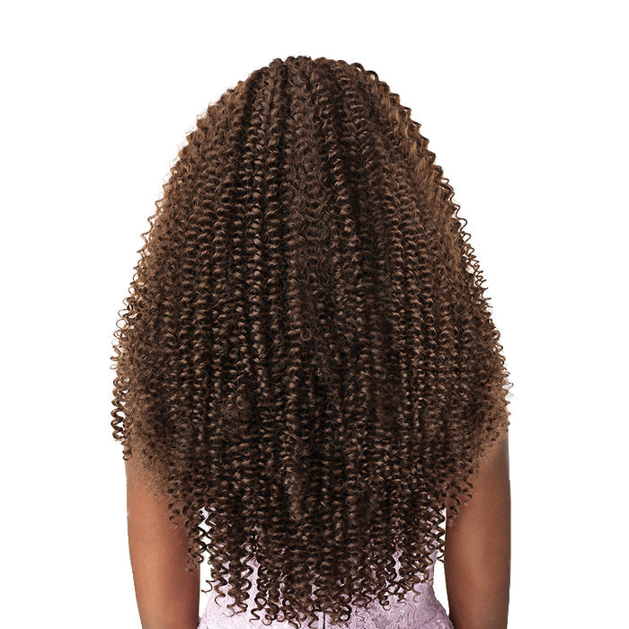 SENSATIONNEL Lulutress Water Wave braid in dark brown with tight curly texture on long hair