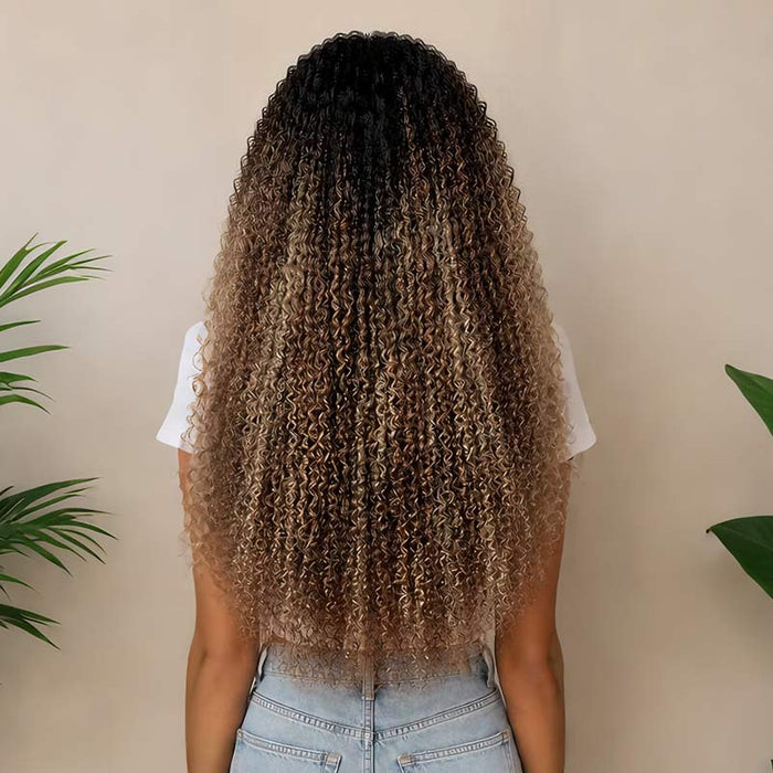 MATCH SALE|QVR Sun-Kissed Blonde Mixed Highlights Burmese Kinky Curly Crochet Hair