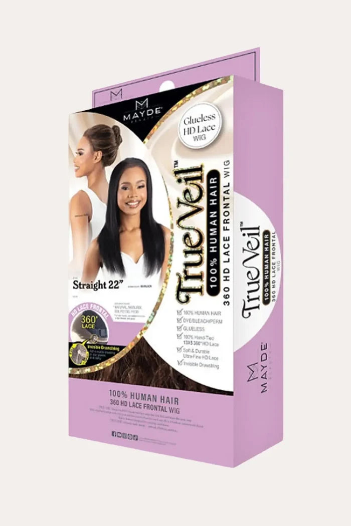 MAYDE TRUE VEIL 100% HUMAN HAIR 360 HD LACE FRONTAL WIG - STRAIGHT 22 MAYDE