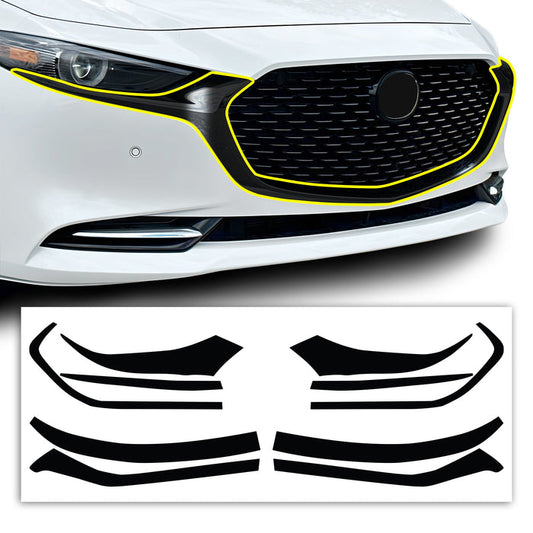Vinyl Chrome Delete Grille Window Wheel Blackout Decal Stickers Overlay Film Fits Mazda 3 2019 - 2025 - Bogar Tech Designs