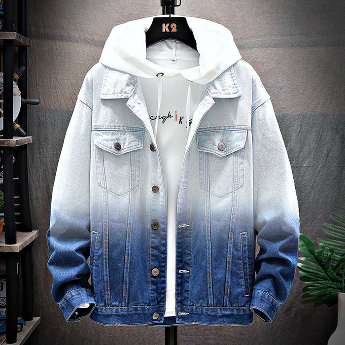 Men's Slim Fit Denim Jacket — Casual Long Sleeve Single-Breasted