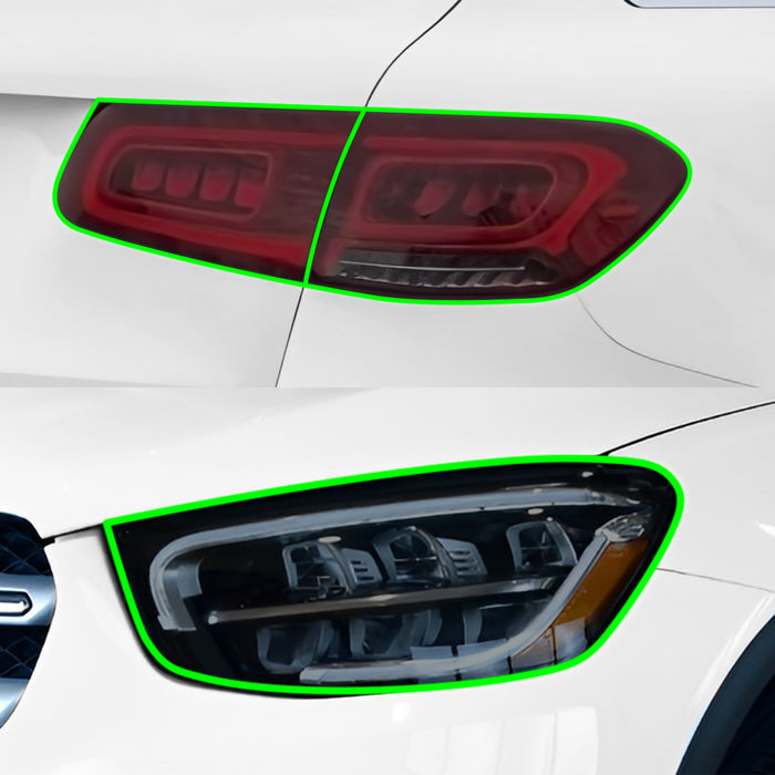 Fits Mercedes-Benz GLC-Class 2016-2022 Full Headlight Taillight Precut Smoked PPF Tint Kit Film Overlay  - Bogar Tech Designs