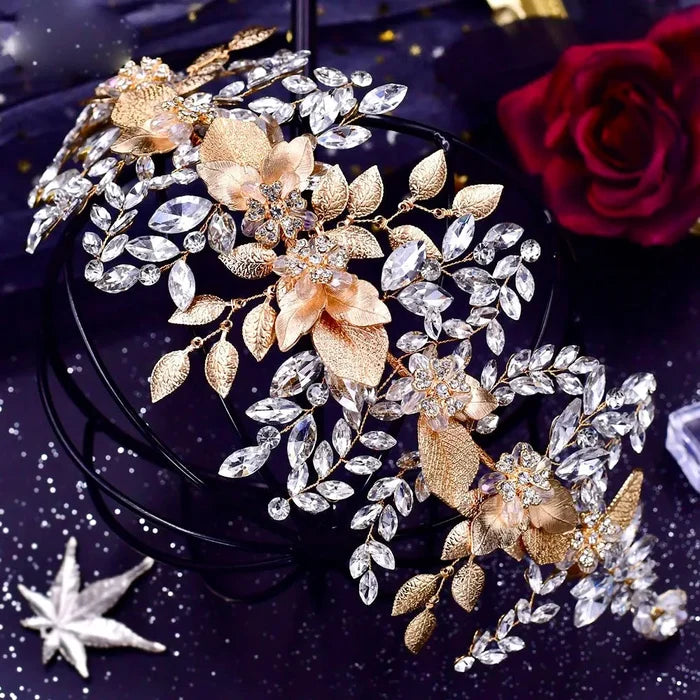 Wedding Hair Accessories - Crystal Bridal Headband - Available in Gold and Silver