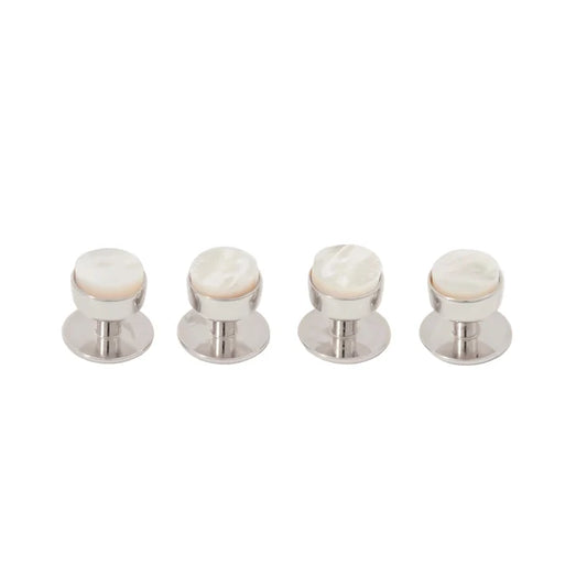 Mother of Pearl Rhodium Plate Stud Set