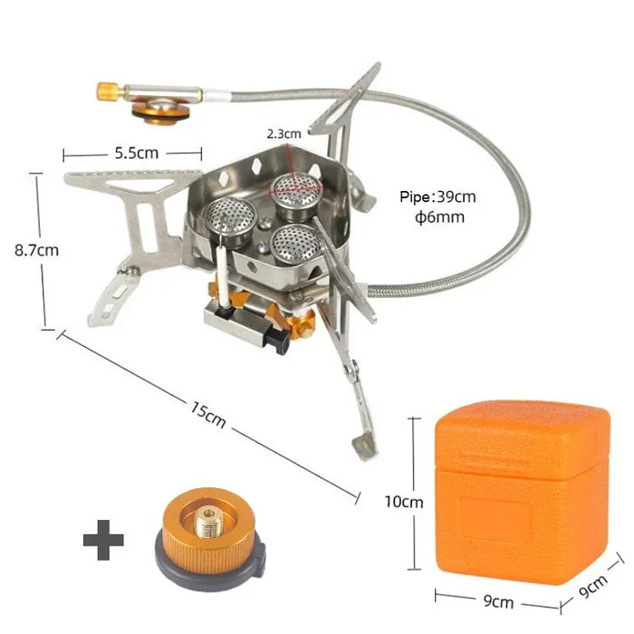 NNEOBA Three-Head Gas Stove Windproof Camping Silver