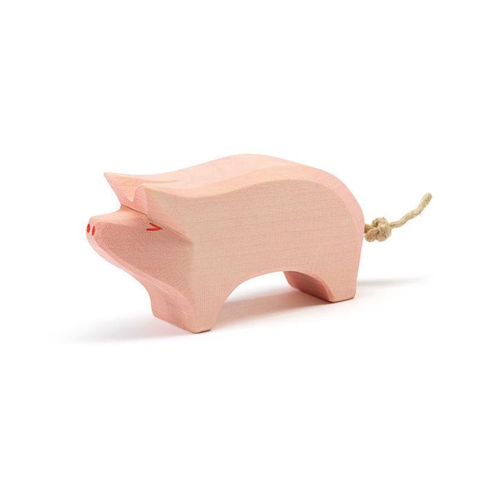 Ostheimer Wooden Figure - Pig, Head High - wood, natural Wooden Figures for open-ended play - Title: Default Title