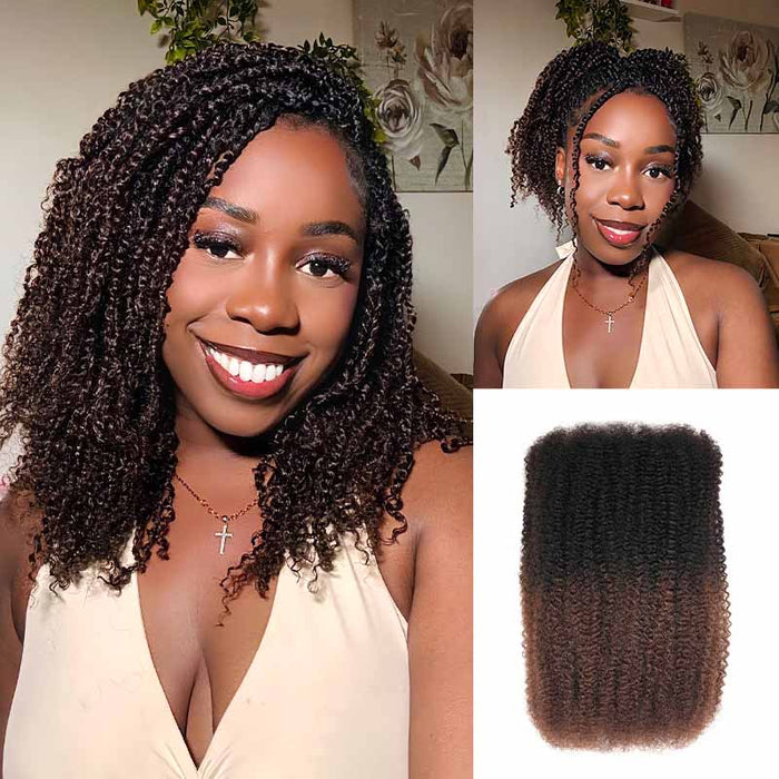P3G5|Ombre Brown #T1B/4 Afro kinky Bulk Human Hair