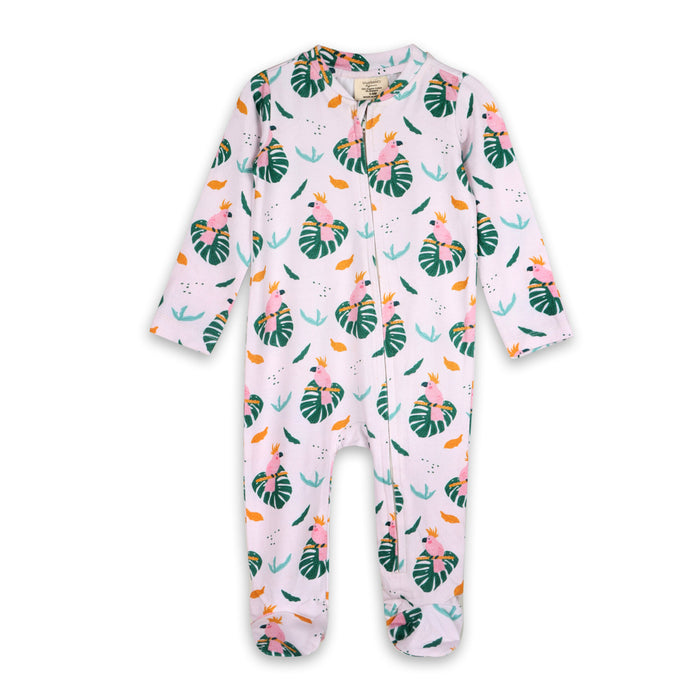 Parrot Baby Zipper Footie Jumpsuit (Organic Jersey)