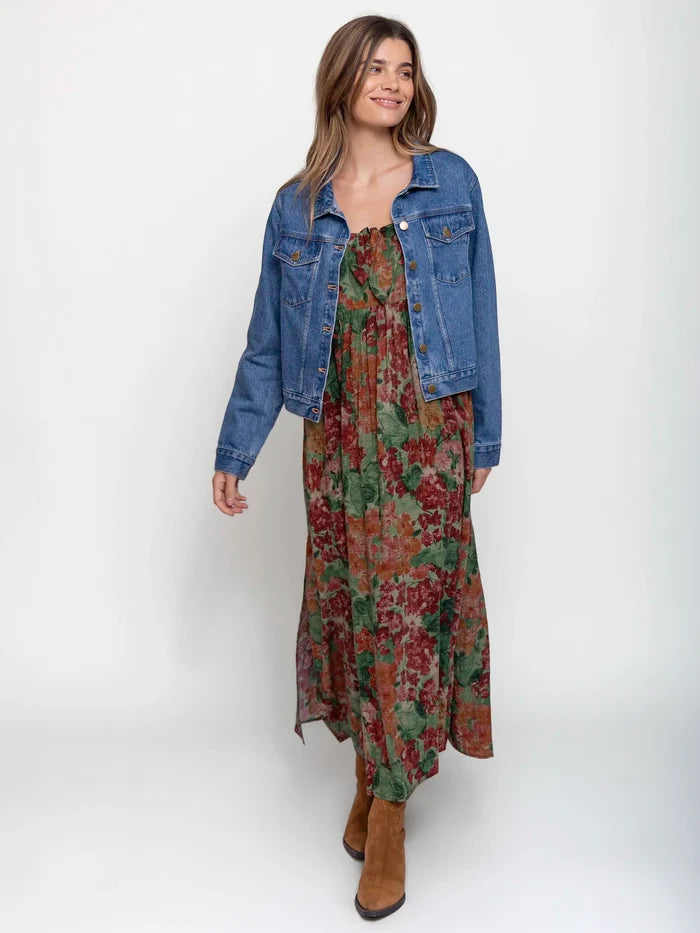 Patti Tie-Front Maxi Dress - Painted Floral Blooms-view 4
