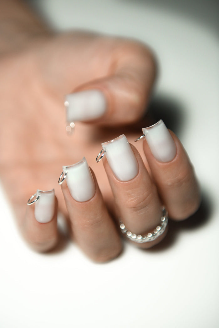 PIERCED MILKY B*TCH – Luxury Handmade Reusable Press On Nails