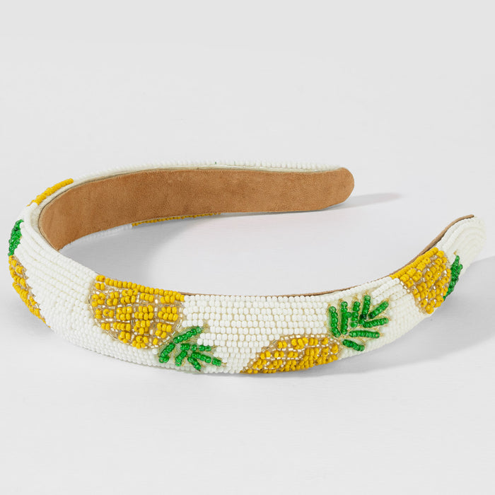 Pineapple Embroidered Hairband - Yellow