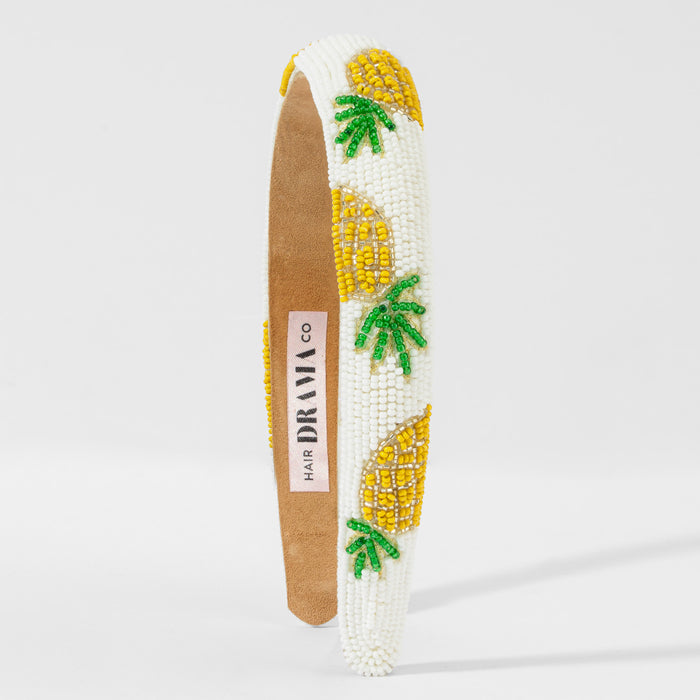 Pineapple Embroidered Hairband - Yellow