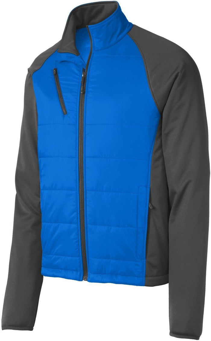 Port Authority Hybrid Soft Shell Jacket-Regular-Port Authority-Skydiver Blue/Grey Steel-S-Thread Logic