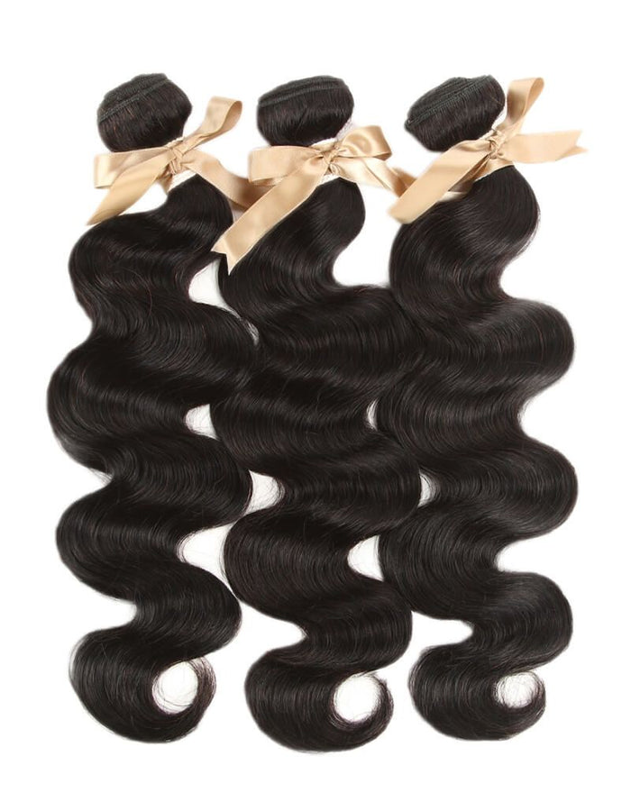 3bundles black wavy human hair bundles