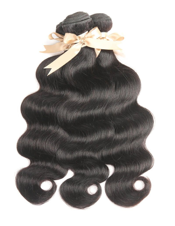 glossy look black wavy human hair bundles