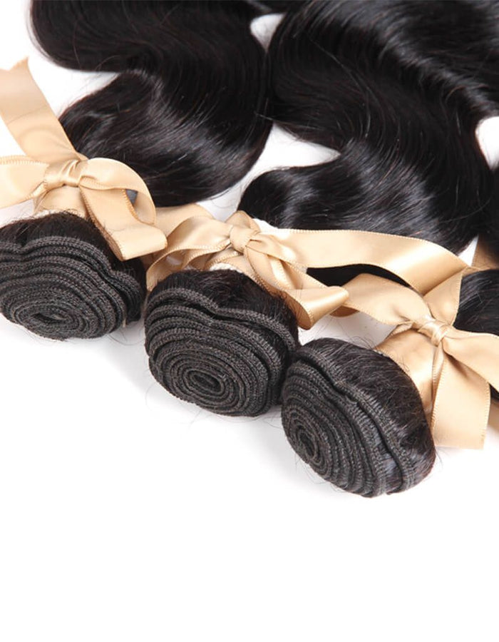 machine weft black wavy human hair bundles