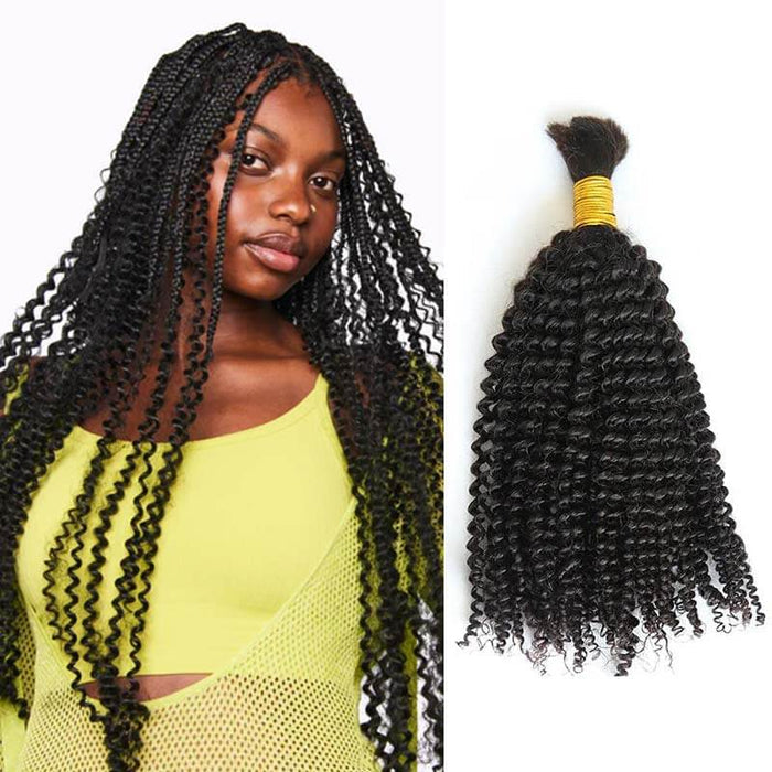 qvr natural black kinky curly braiding hair extensions