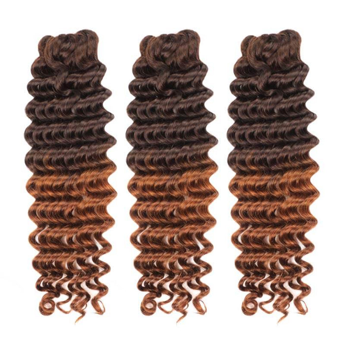 qvr full head three packs human hair T2B/30 ombre crochet extensions