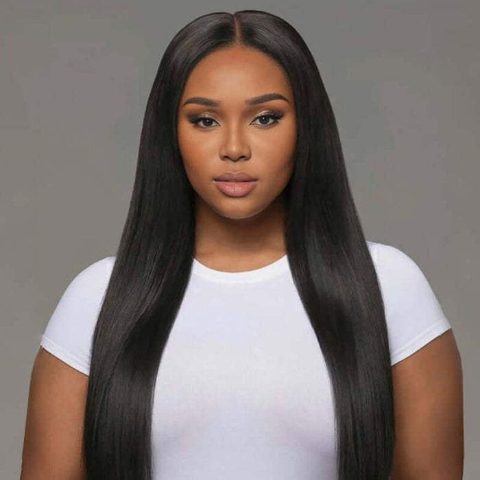 qvr natural black soft straight crochet hair extensions