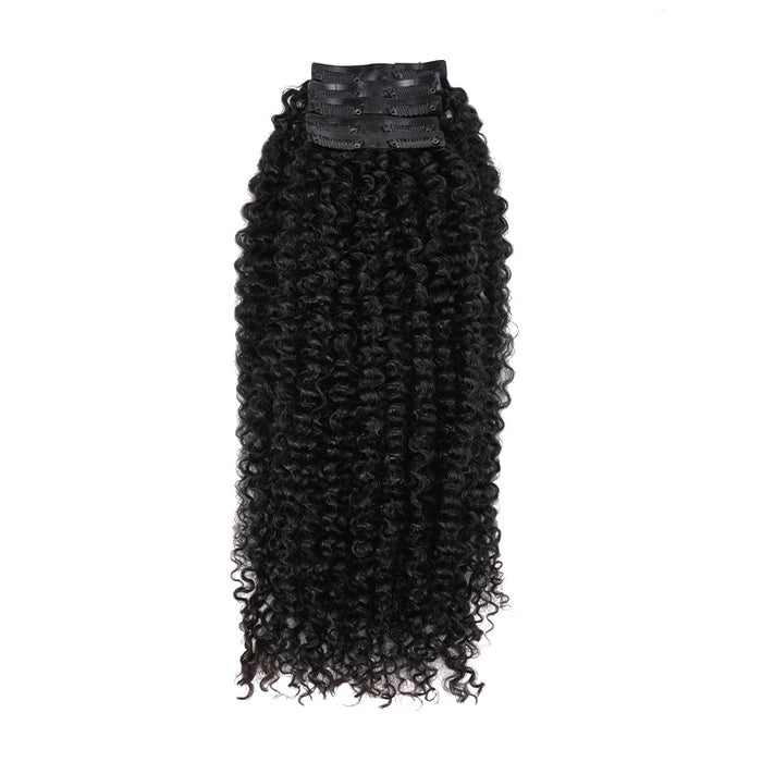 QVR Tight Curly PU Clip In Hair Extensions 9PCS 5PCS Volumizer Human Hair