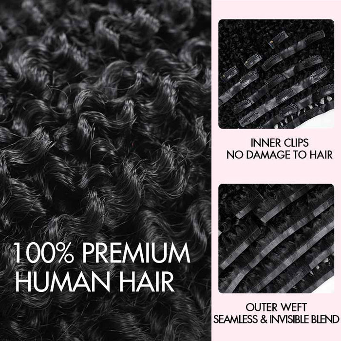 QVR Tight Curly PU Clip In Hair Extensions 9PCS 5PCS Volumizer Human Hair