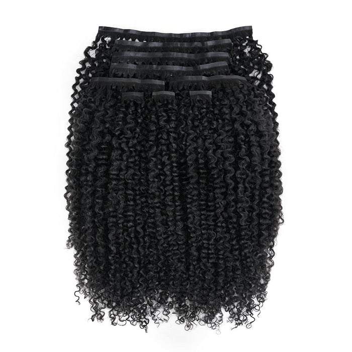 QVR Tight Curly PU Clip In Hair Extensions 9PCS 5PCS Volumizer Human Hair