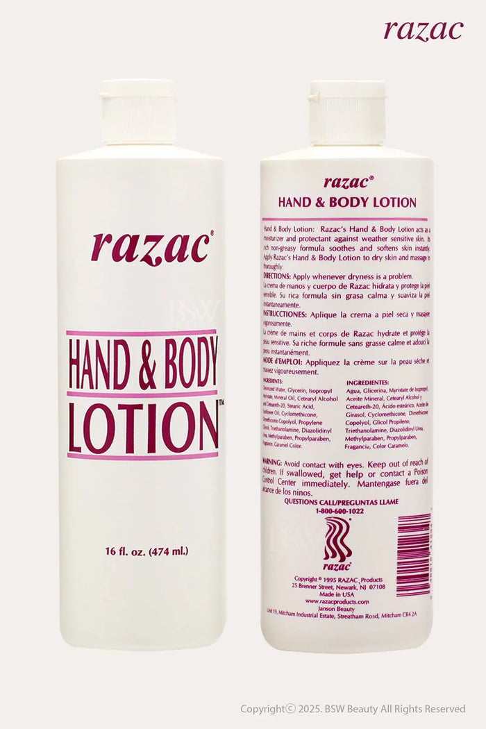 RAZAC HAND & BODY LOTION 16oz - BSW BEAUTY CANADA