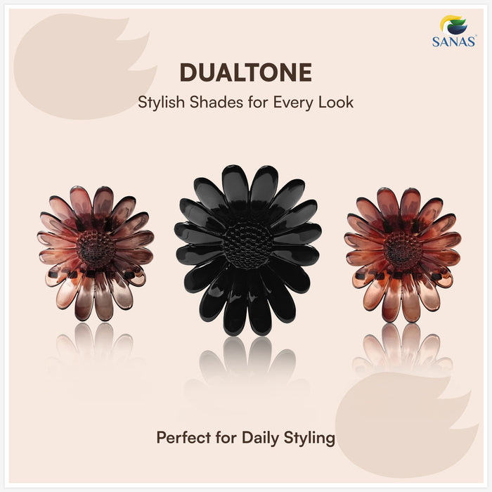 Floral acrylic hair accessories for women set of 3 clips