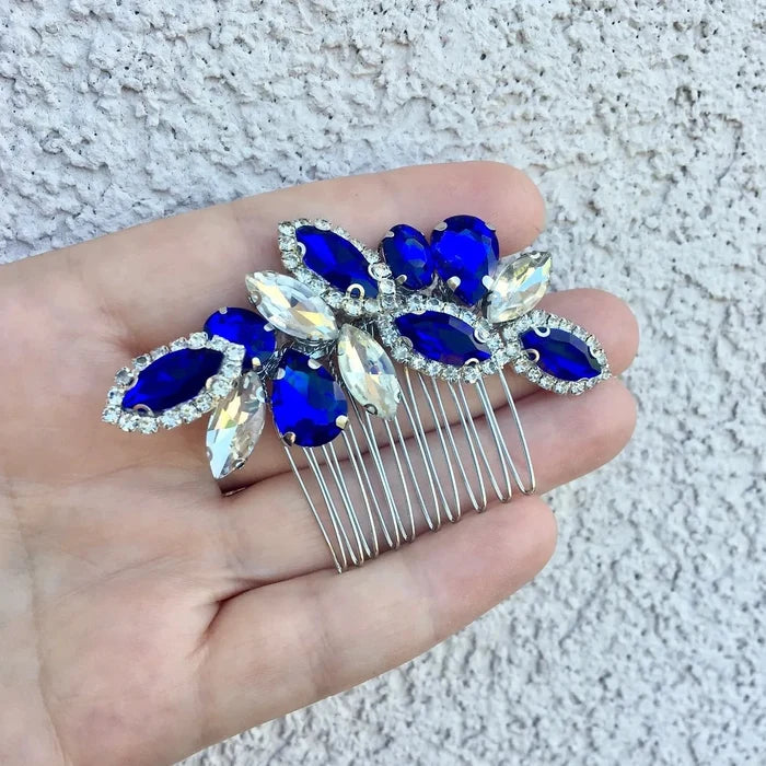 Wedding Hair Accessories - Blue Crystal Bridal Hair Comb