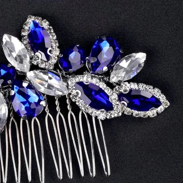 Wedding Hair Accessories - Blue Crystal Bridal Hair Comb