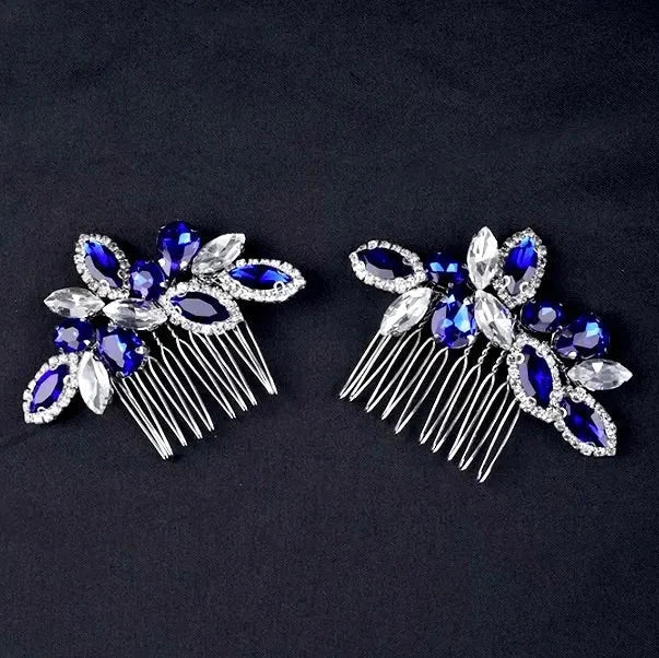 Wedding Hair Accessories - Blue Crystal Bridal Hair Comb