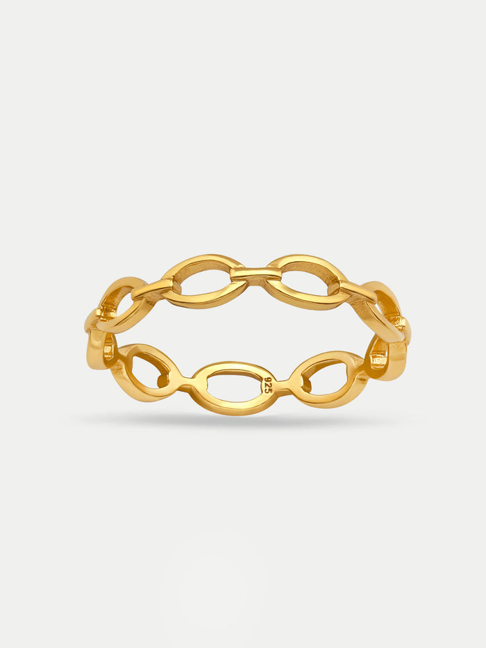 Sterling Silver Gold Plated Chain Link Ring | Gold-Image 1