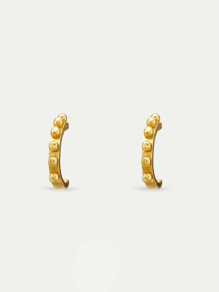 Sterling Silver Gold Plated Dot Hoop Drop Stud Earrings | Gold-Image 1