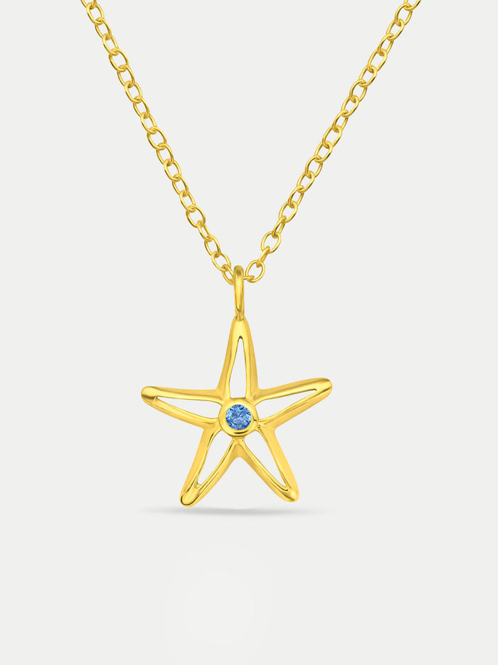 Sterling Silver Gold Plated Starfish Pendant Necklace | Gold-Image 1